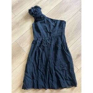 Tibi New York Black One Shoulder‎ Dress Floral Cocktail Party Event